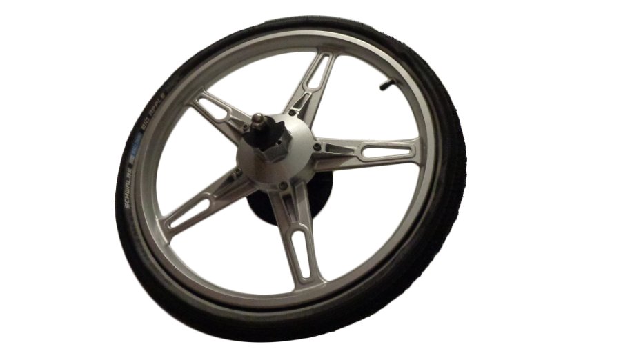 Rear wheel with hub and tires