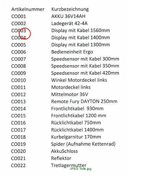 Display mit Kabel 1560mm