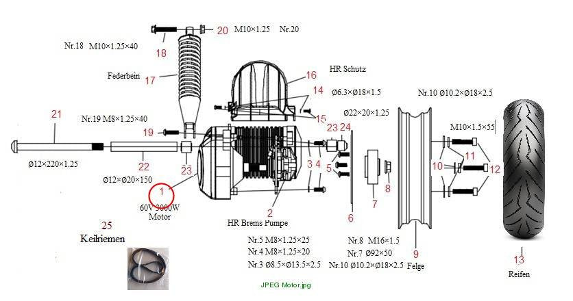 Motor E1+E2S, 60V 3000W