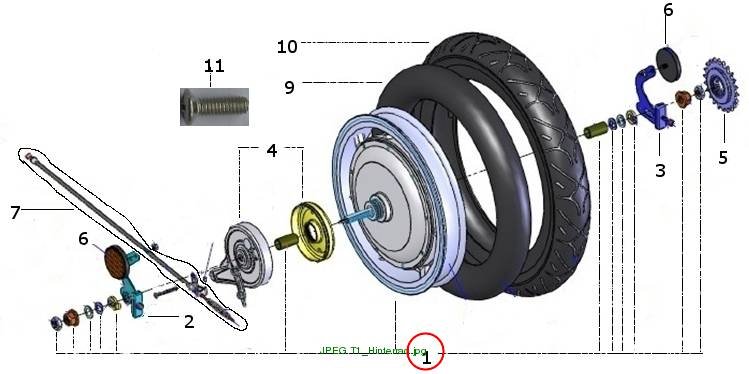 500W Motor mit Felge