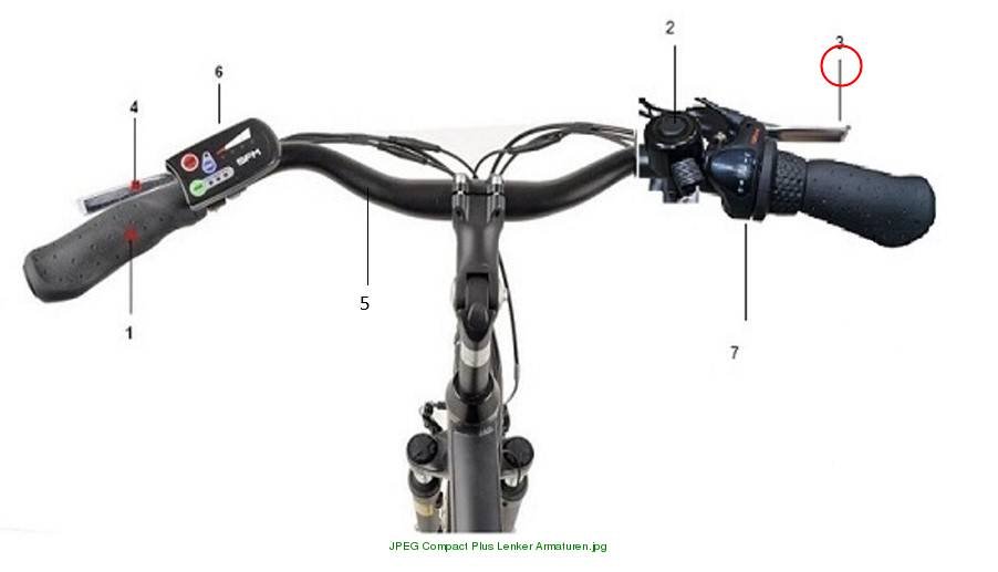 Brake lever right cable length 2100mm Foldi silver