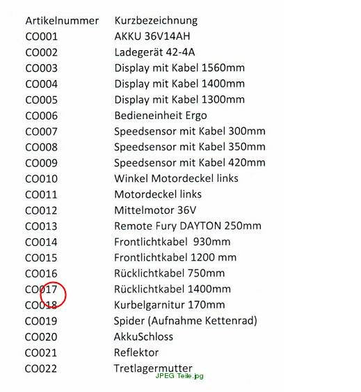 Rücklichtkabel 1400mm
