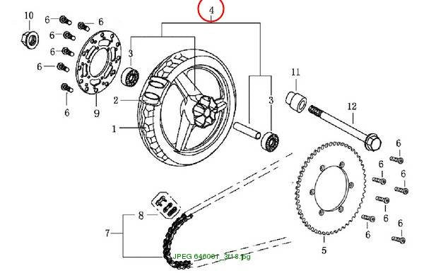 R. rim (black) sprocket mount Ø9.2