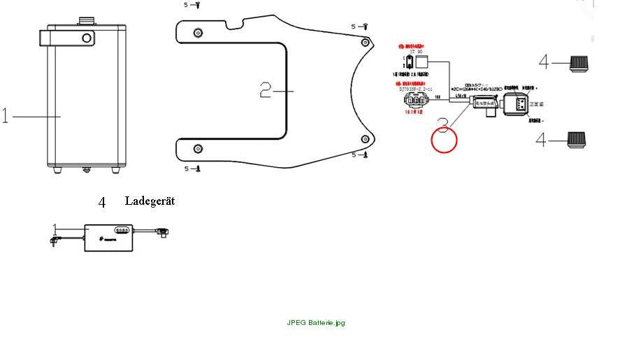 Adapterkabel für Zusatzakku mit viereckigem Stecker E2