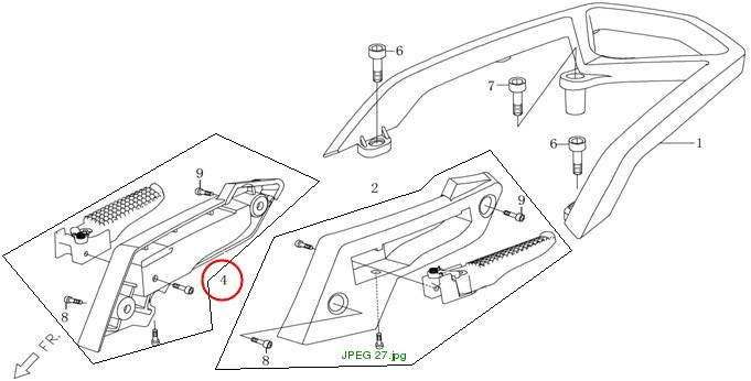 rear foot rest assy. grey (R, URBANO)