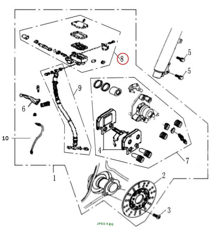 Brake cylinder w. brake light switch, round