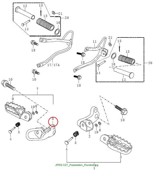 Bracket, footrest front RH
