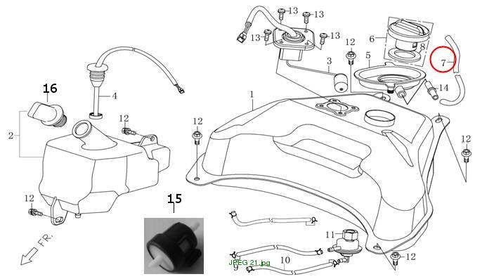 fuel outlet pipe