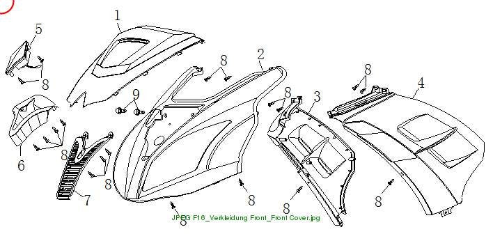 FRONT SHIELD white, red RS (SFM)