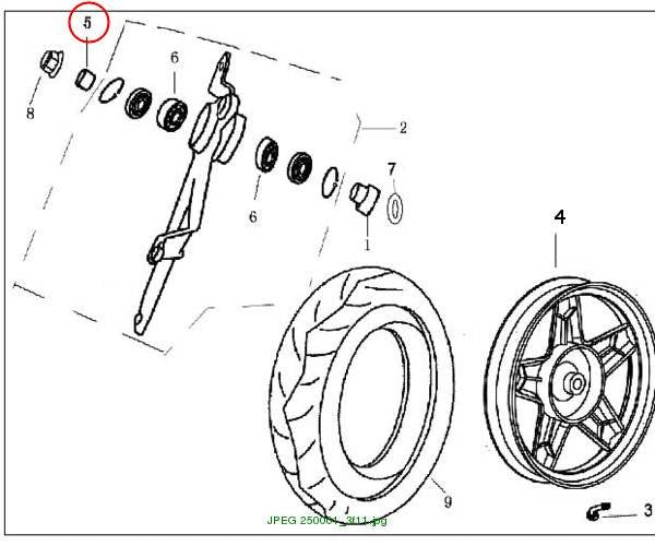 Left Bush B.RR. Wheel Axle