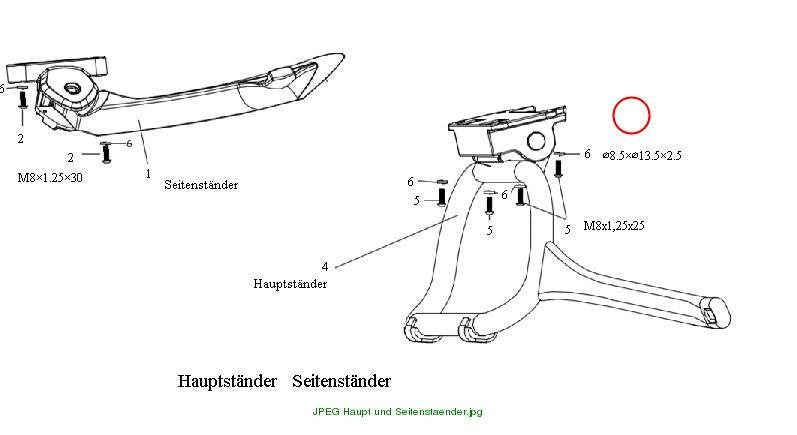 Seitenständer silber