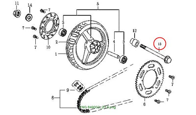 Rear wheel axle