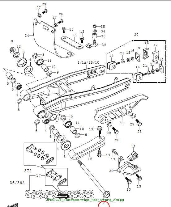 Shaft, swinging arm M14x232