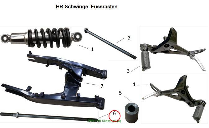 Rear axle, swingarm E-Roadster