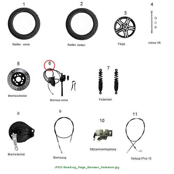 Complete front wheel brake E-Bee