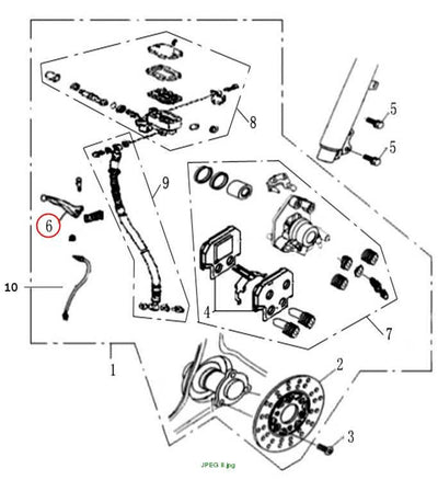 Brake lever right for round brake light switch