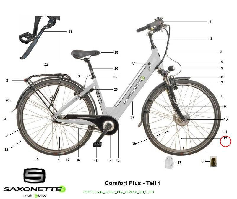 Vorderrad mit Motor und Bereifung Comfort Plus