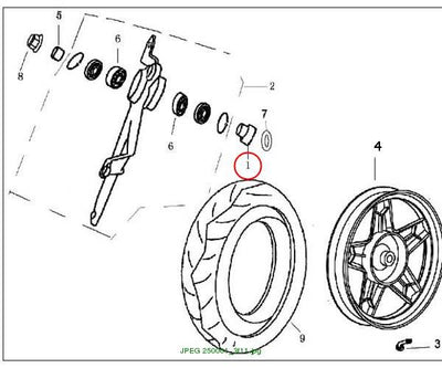Left Bush A.RR.Wheel Axle