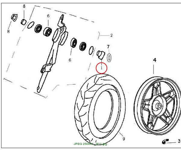 Left Bush A.RR.Wheel Axle