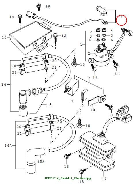 Lead wire, starting motor