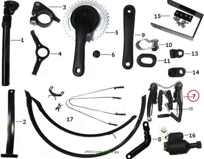 V-brake with flexible cable guide, silver