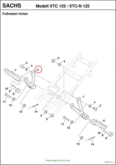 Assy. footrest bracket rear right