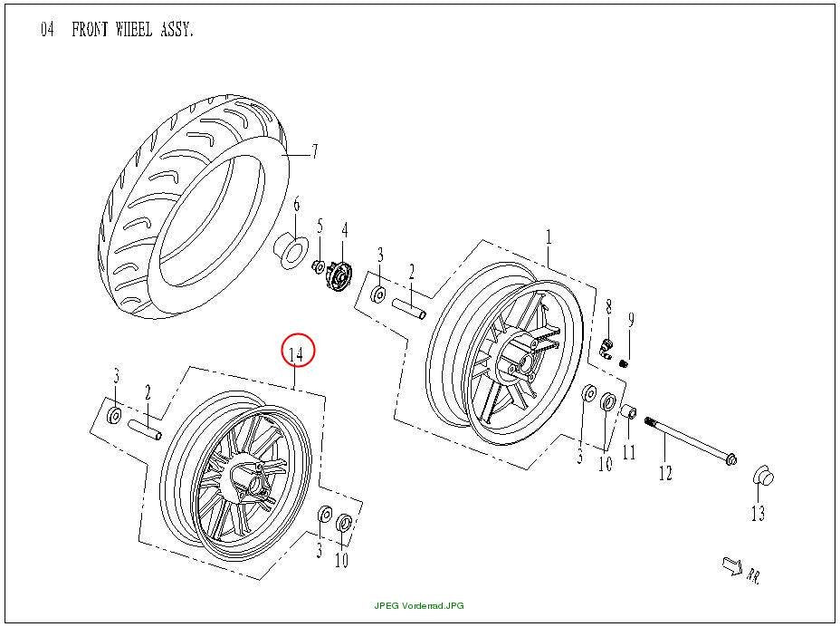 FRONT RIM COMP. 3.5x12 (REAR DISC) WHITE