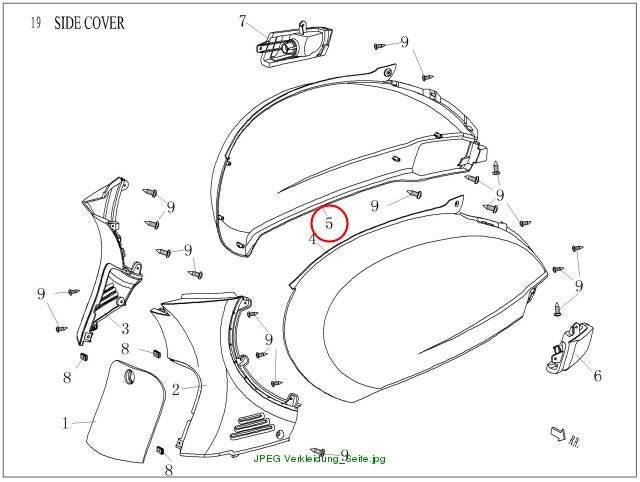 Rear right seat cowl red
