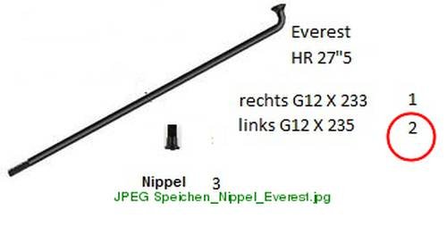 HR Speiche G12 X 235 links Everest 27,5 "