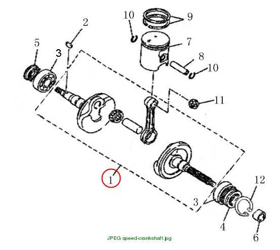 CRANKSHAFT ASSY with 12 mm threaded stub