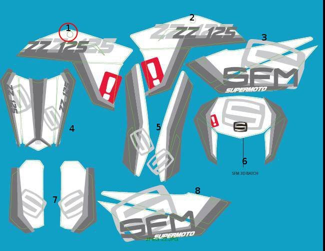 Decal set, tank fairing, right, ZZ 2013