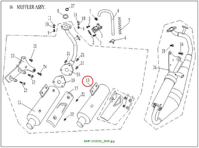 Exhaust moped/YD3 w/o plastic cover