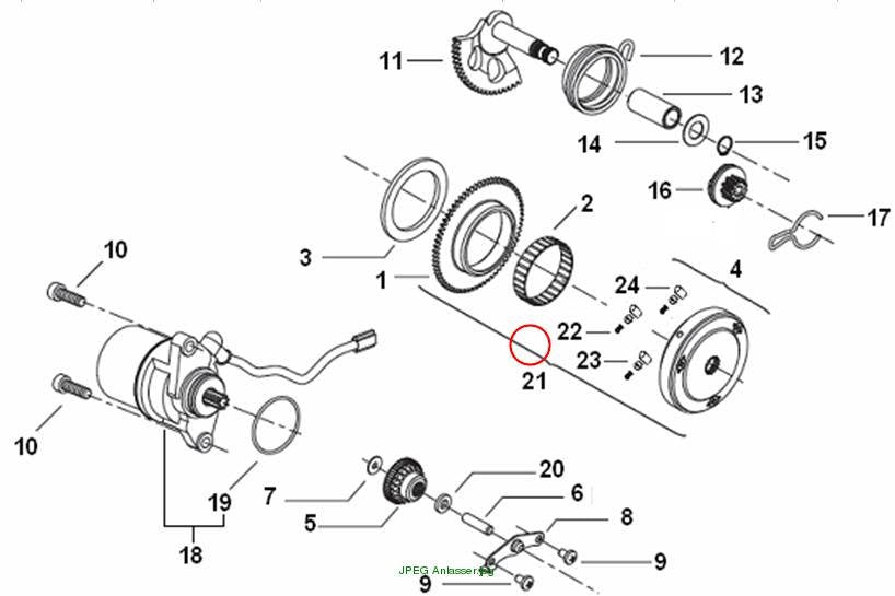 Anlasserfreilauf komplett mit Zahnrad