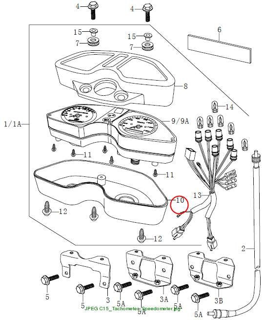 Lower case, speedometer