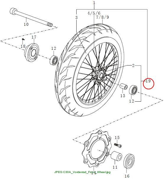 Front wheel hub (supermoto)