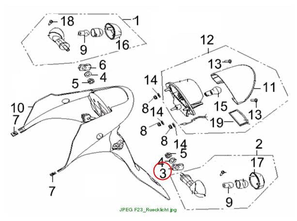 Mounting clip turn signal rear left
