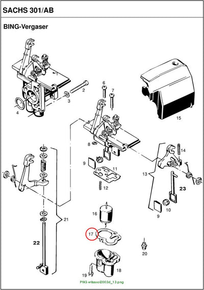Gasket for carburettor float chamber bin