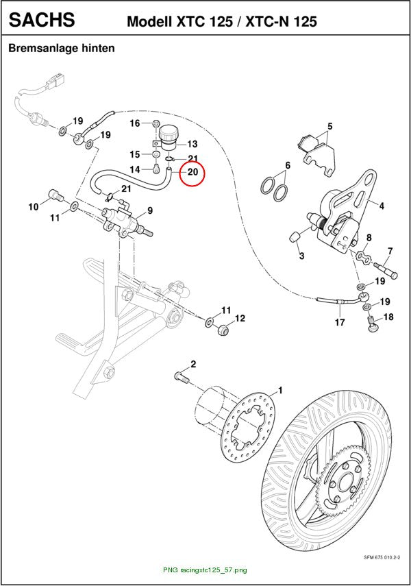 Inlet hose 190mm for brake fluid