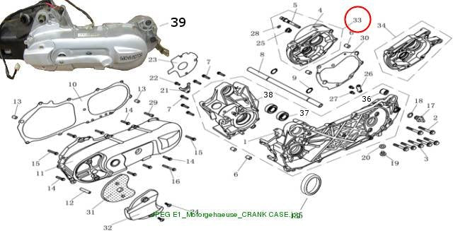 MISSION CASE ASSY., MODEL 1 (drum brake)