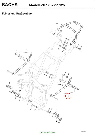 FUSSRASTEN HINTEN LINKS ZX / ZZ 125