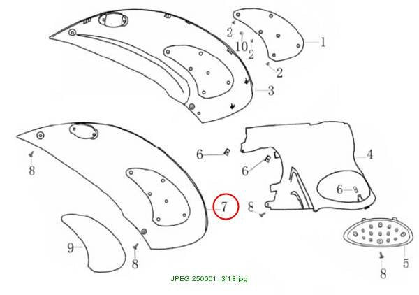 RR.Mounting, right side (champagne)