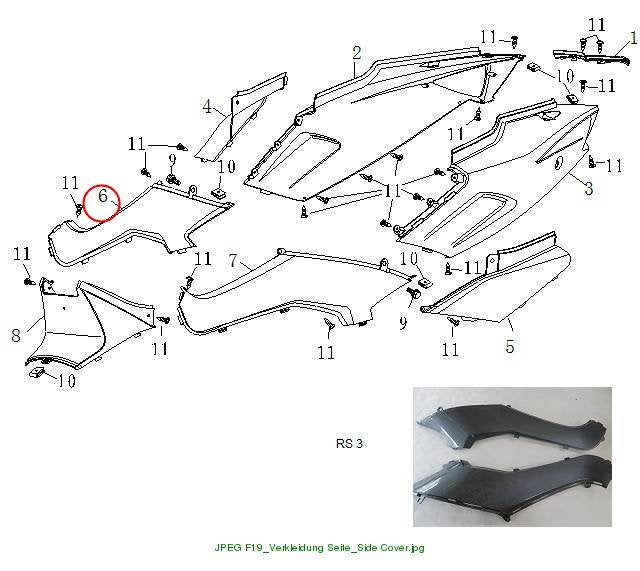 Side fairing right carbon look