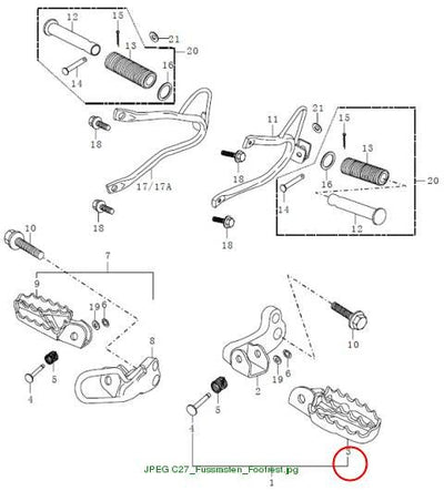 Footrest, front LH