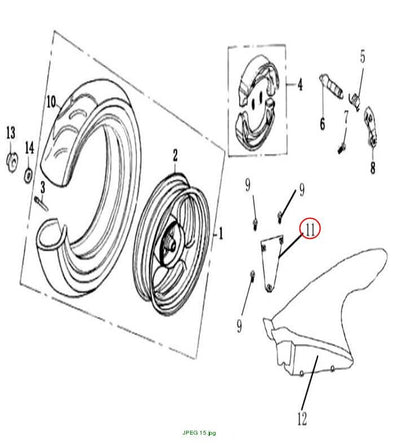 LEFT BRACKET, REAR FENDER